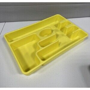 Vintage Rubbermaid Silverware Flatware Utensil Holder Tray 2921 Yellow